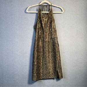 BCBG Maxazria Size 4 Tenya Gold Lace Mini Cocktail Dress Holiday Party